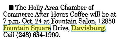 Fountain Square - Oct 2002 Mention Of Hair Salon